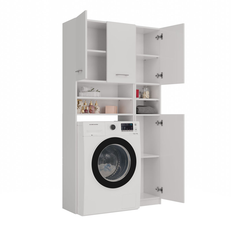 MDF Wood Laundry Room Organiser, White