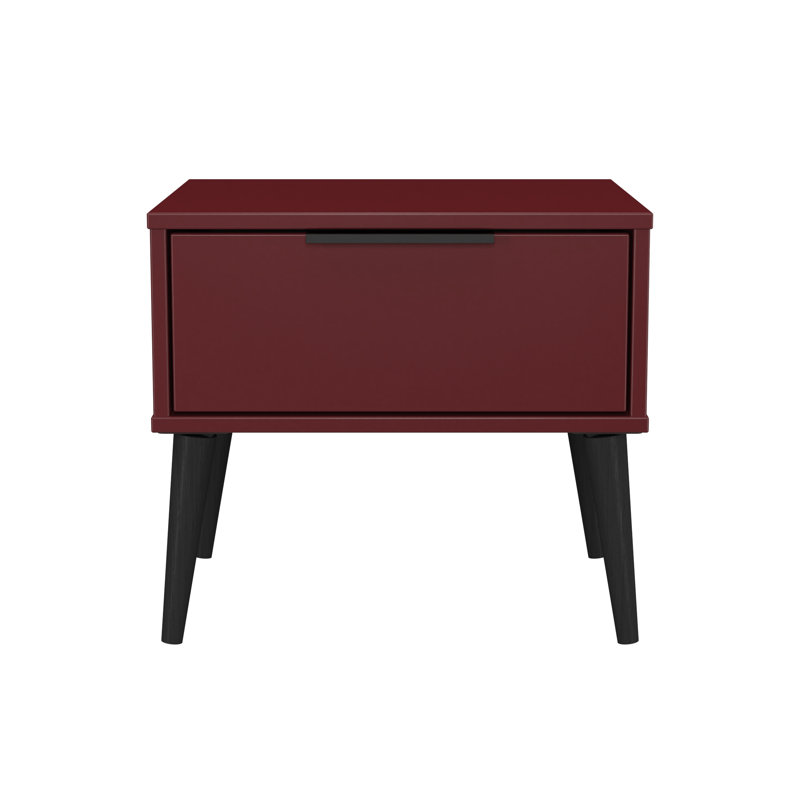 Solvay 45cm W Manufactured Wood Bedside Table, Red
