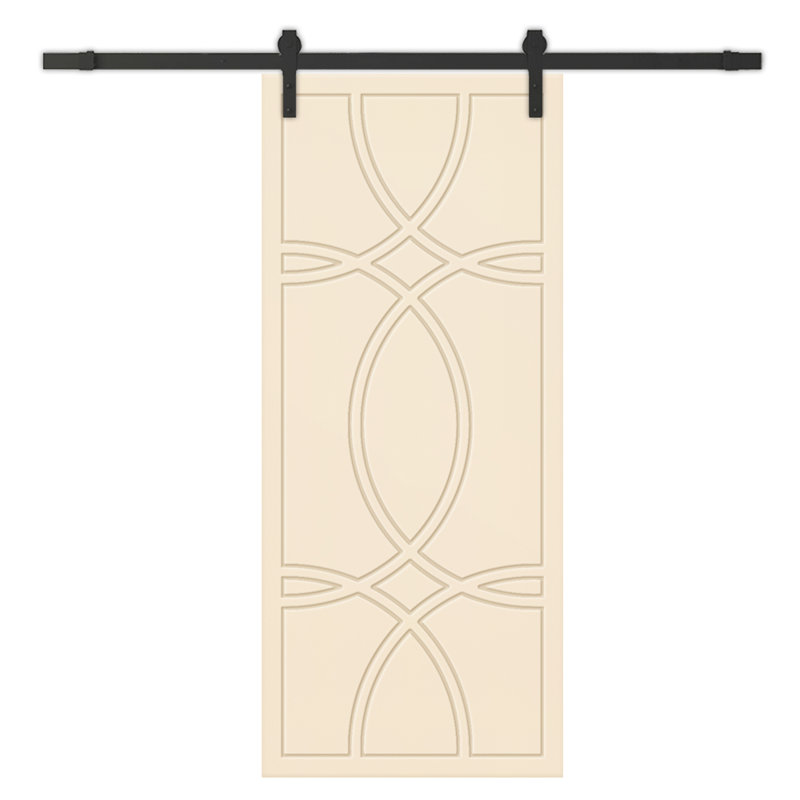 Porte de grange lambrissée en bois manufacturé et en métal peint avec trousse de quincaillerie d'installation, 24 po x 84 po