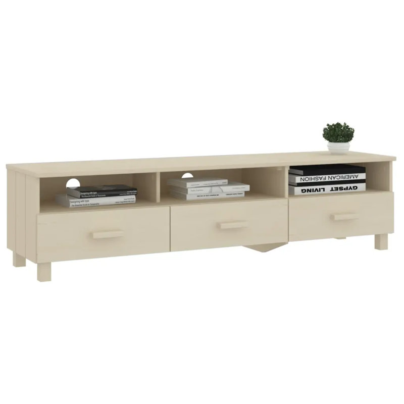 Hayaa Unfinished TV Stand for TVs up to 70", Honey Brown