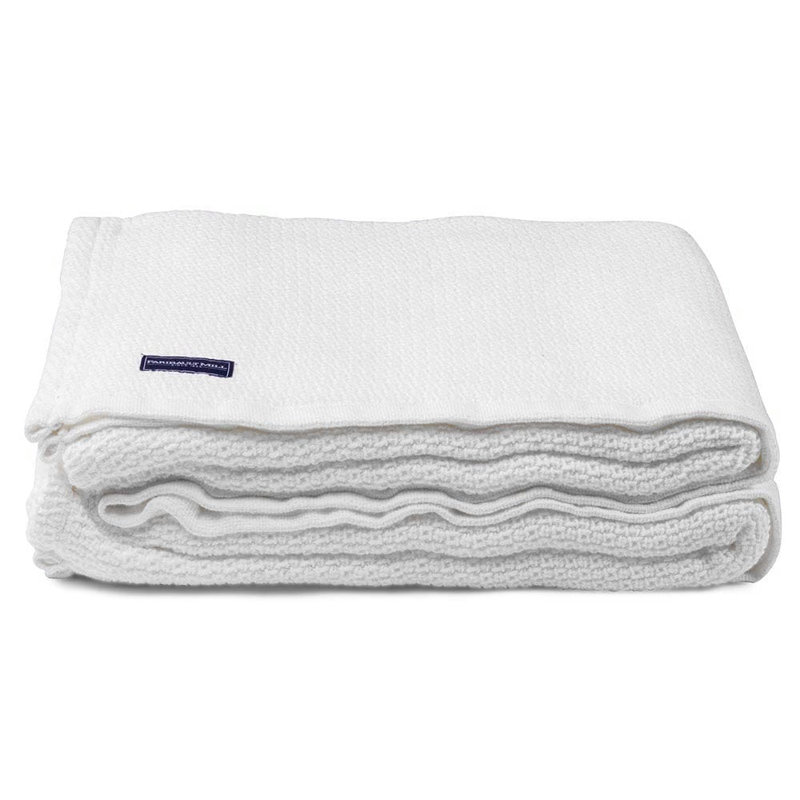 Edgecomb Cotton Blanket, 72" x 96", White