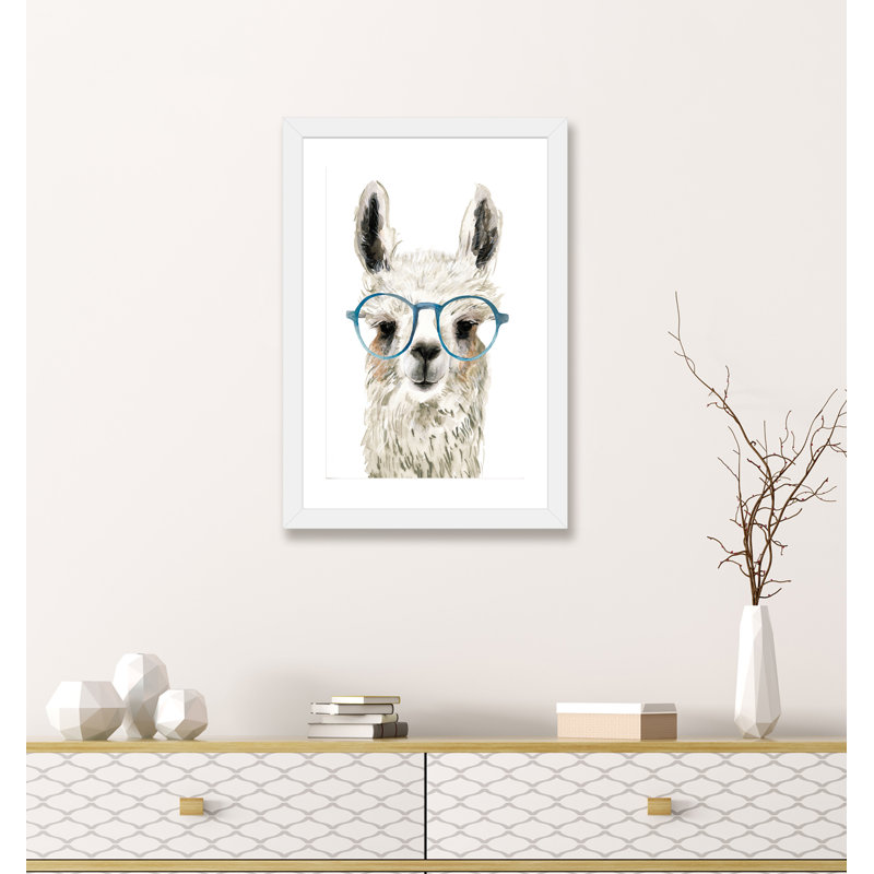 Hip Llama II par Victoria Borges - reproduction d'art, Papier encadré blanc, Blanc, H 24 po x l 16 po x P 1 po