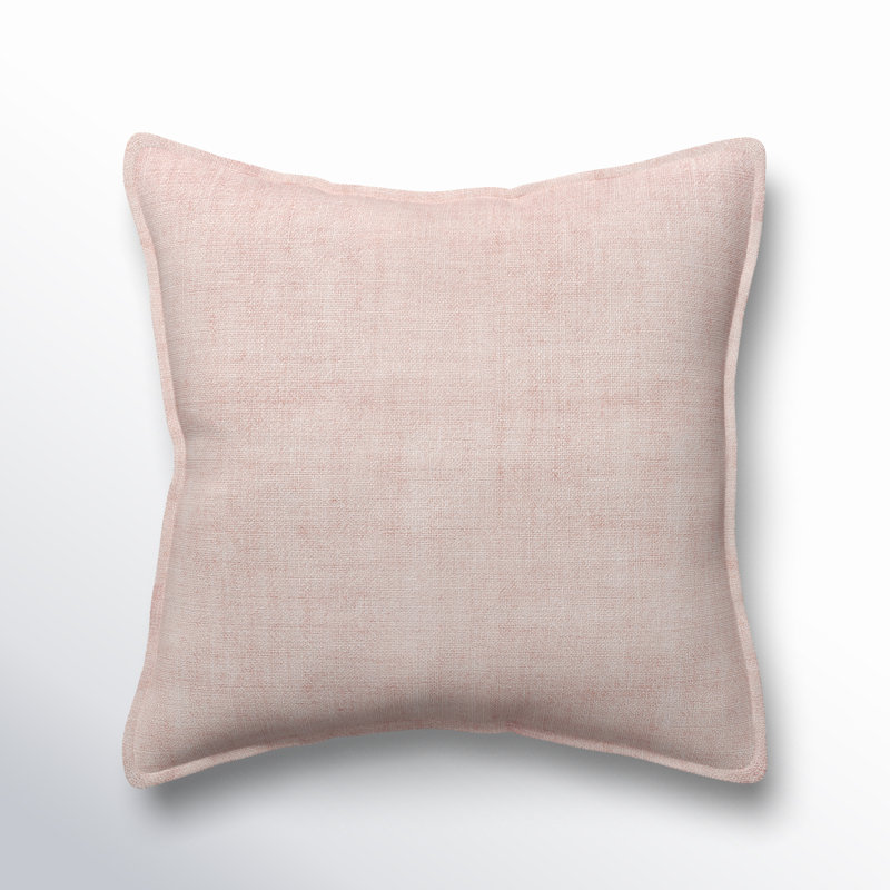 Light Pink Linen Square Throw Pillow with Flanged Edges