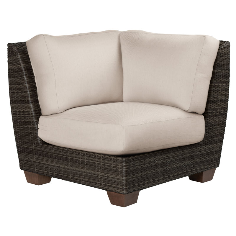 Chaise de patio avec coussins Saddleback, Toile toile Sunbrella® Bird's Eye, Café