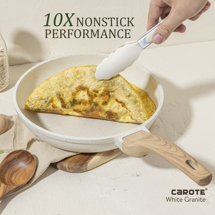 CAROTE 10-Piece Nonstick Cookware Set - White Granite