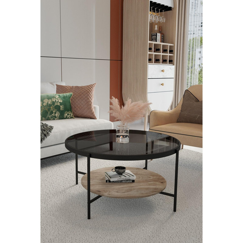 Table basse, Fumée, Pin antique / noir