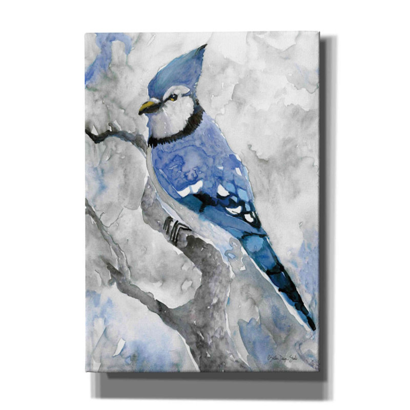 «Blue Jay 2» par Stellar Design Studio - peinture sur toile tendue, H 26 po x l 18 po x P 0,75 po