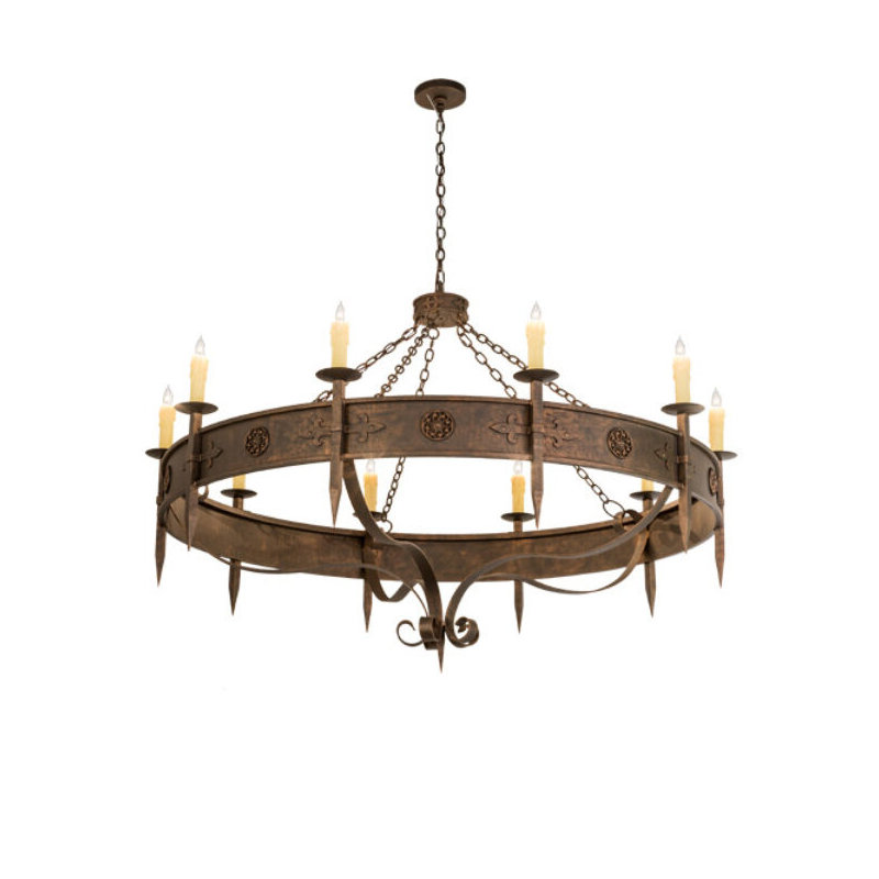 Calandra 10 - Light Chandelier, Black Faille, Blackened Pewter