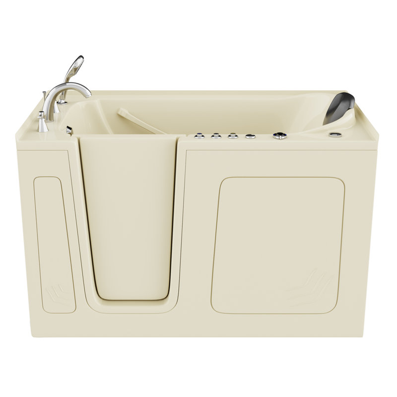 Therapeutic Tubs 32 in. x 60 in. Left Drain Quick Fill Walk-In Whirlpool and Air Tub with Powered Fast Drain in Biscuit, Left