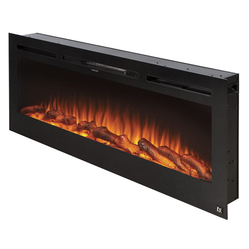 The Sideline Electric Fireplace for Recessed or Wall Mount Installation, Black, 21.5" H x 50" W x 5.5" D
