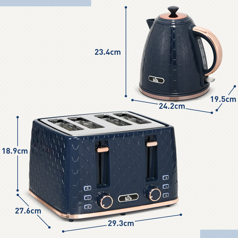 Slice Toaster Tower Kettle And Toaster Set Midnight Blue Cavaletto