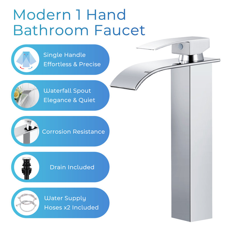Vessel Sink Faucet Single-handle Bathroom Faucet with Drain Assembly, Chrome