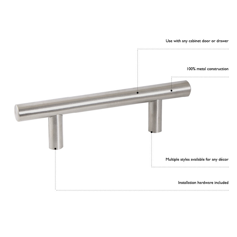Brushed Nickel Modern Cabinet Bar Pull Set with Mounting Hardware