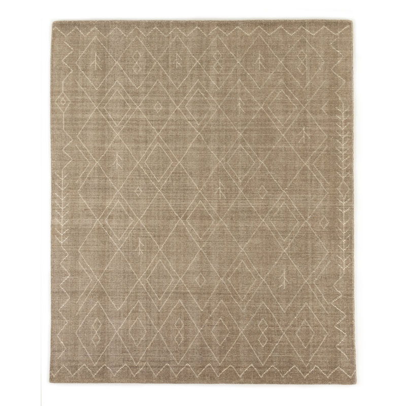 Gray Hand-Knotted Wool and Cotton Moroccan 8' x 10' Rug