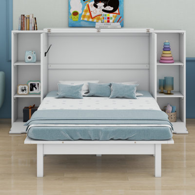 Lit escamotable avec tablettes, tiroirs et ports USB Murphy