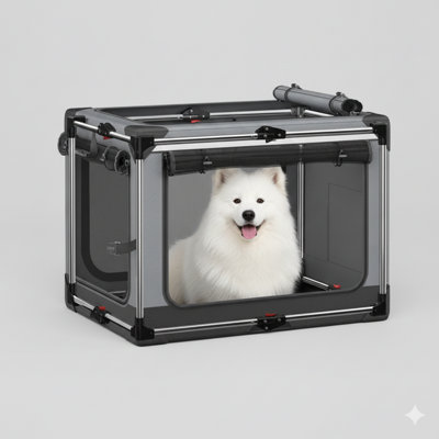 Cage pliable pour chien: cage pliable pour chien de 38 po pour grands chiens, chenil de voyage portable avec tapis doux pour l'intérieur et l'extérieur, gris (L 38 po x l 27 po x H 27 po)