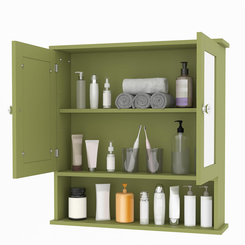 Armoire à pharmacie murale 23 "avec tablette réglable et porte miroir, armoire de rangement pour la cuisine, la buanderie ou le vestibule