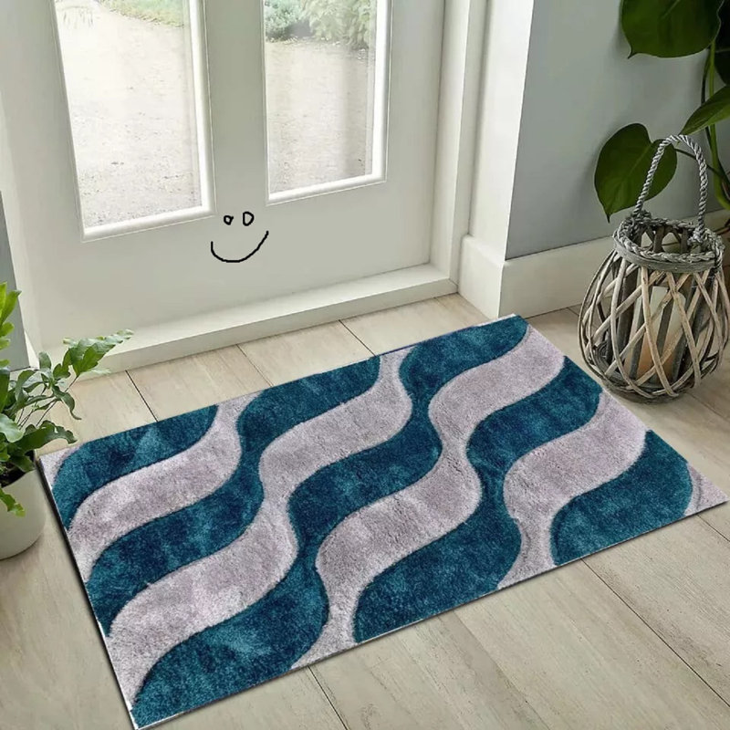 Geometric Shag Area Rug, Rectangle 60 x 110 cm
