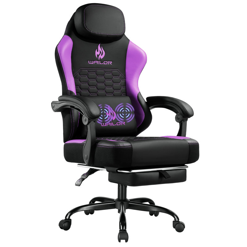 Massage Video Game Chair With Pocket Spring Cushion, High Back Ergonomic Computer Chair With Footrest For Adults, Racing Style Computer Chair With Headrest And Lumbar Support