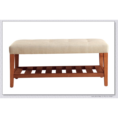 Banc Charla en tissu et finition chêne Design simple, confortable et durable, banc multifonctionnel