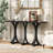 Farmhouse Entryway Table with Rubber Wood Slender Curved Legs-880985789
