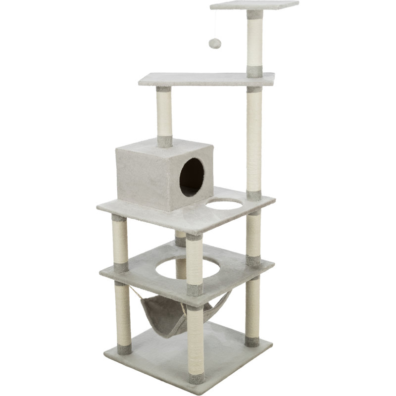 Abby 63.5'' Gray Sisal Cat Tree with Plush Platforms