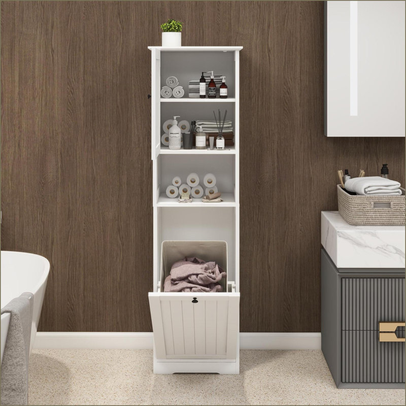 Armoire à linge avec porte inclinable - Panneau de fibres à densité moyenne blanc cassé | Minimaliste | Salle de lavage