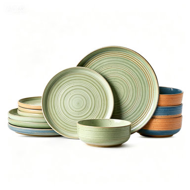 Constellation Plates And Bowls Sets, 12 Piece Dinnerware Sets,  Earth Tone