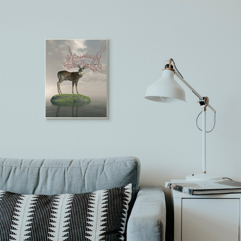 «Deer Tree Island Abstract Animal», impression, Plaque murale, H 13 po x l 19 po x P 0,5 po