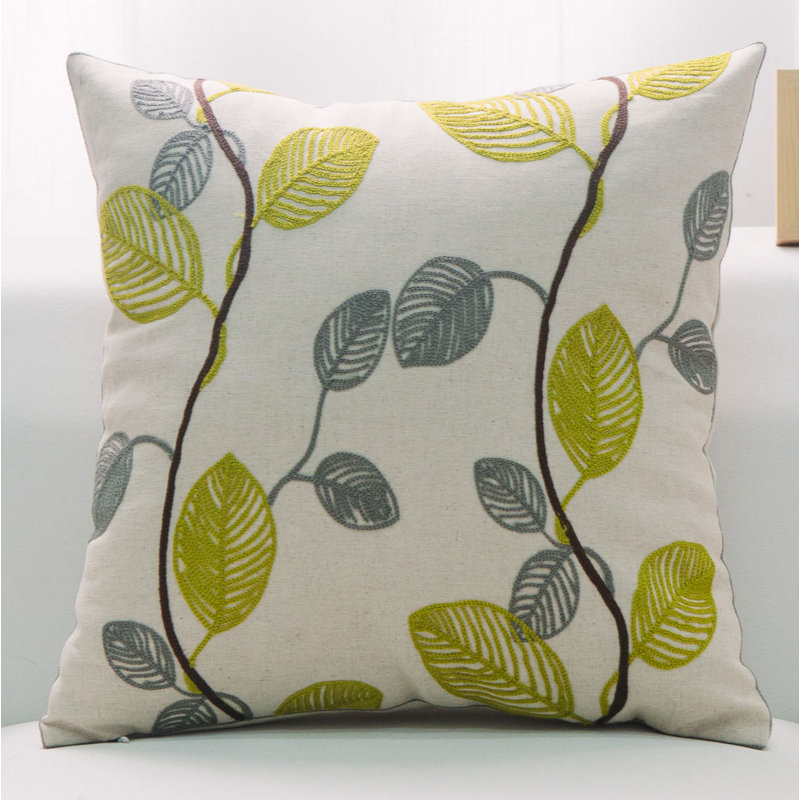 Oreiller carré, Jaune / bleu sarcelle / ivoire, Polyester