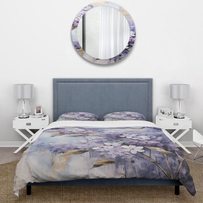 Ensemble de housse de couette floral mauve et mauve pastel lilas mauve et doré