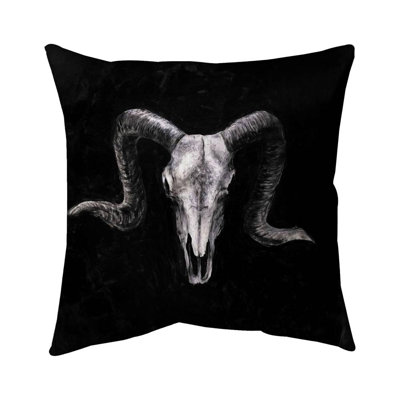 Ram skull grunge style - 16"x16" Throw pillow - Poly twill - Print on demand