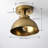 Metal Flush Mounted Ceiling Light Fixture with Vintage Brass Finish