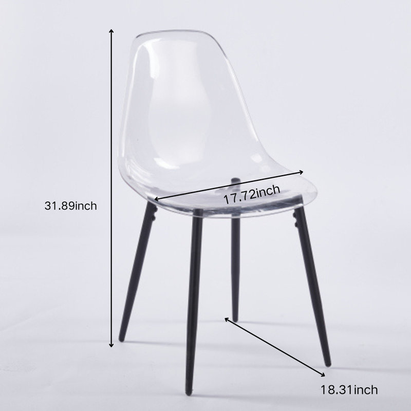 Ensemble de salle à manger 5 pièces, ensemble de salle à manger Mid-Century en panneau de fibres à densité moyenne avec 4 chaises transparentes