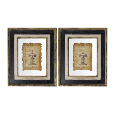 18 x 22 po, reproduction d'art antique encadrée, reproduction de sculpture sur cadre en bois rétro, 2 pièces, décoration murale multicolore