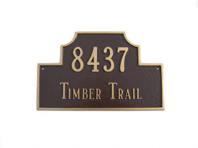 Beckford 2-Line Lawn Address Sign, Chocolate/Gold