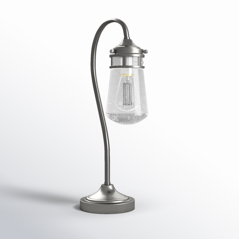 Lampe de table arquée 21 po Edsell, Nickel brossé
