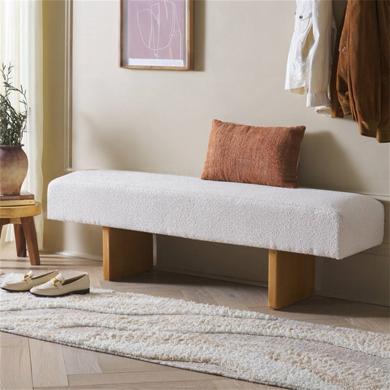Simple Solid Wood Design Off-white Bench
