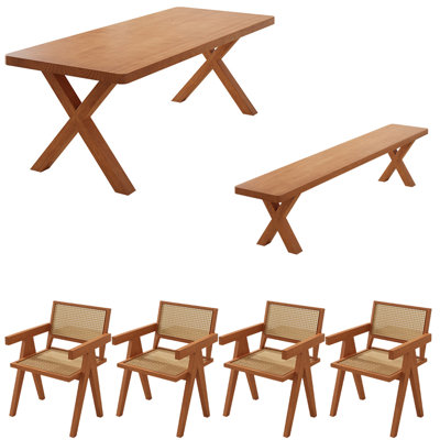 Modern simple solid wood rectangular table set