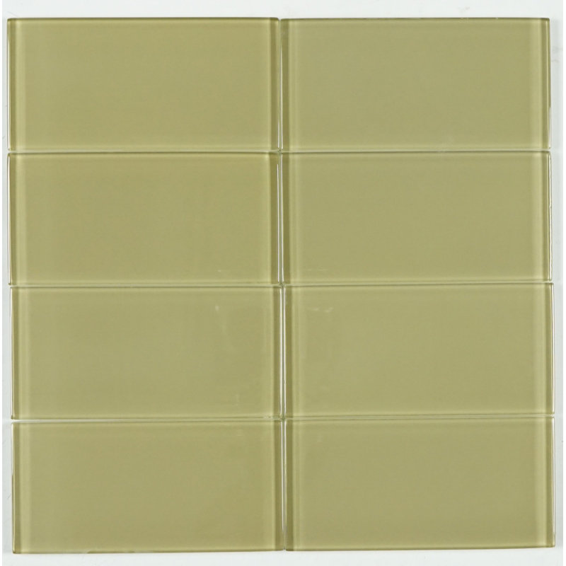 Crystile 2" x 4" Glass Mosaic Subway Wall Tile, Light Brown