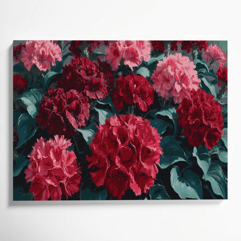«Botanical Geraniums», art mural sur toile noire, H 11 po x l 14 po