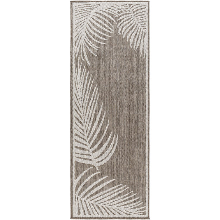 Seavey Floral Machine Woven Polypropylene Indoor / Outdoor Area Rug in Taupe ,Size 6”7x9’ 