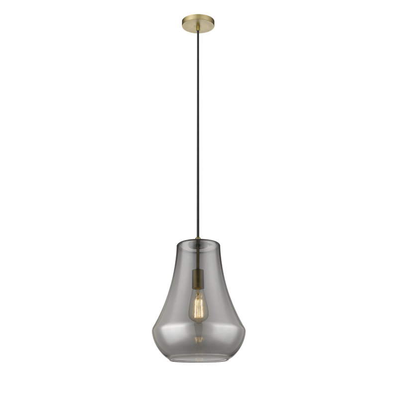 1 - Light Single Pendant, Brushed Brass, Plated Smoke, 136" H x 11.75" W x 11.75" D