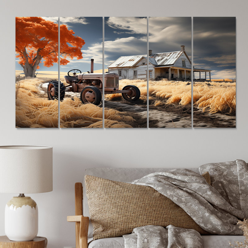 «Farmhouse Tractor», reproduction d'art en métal