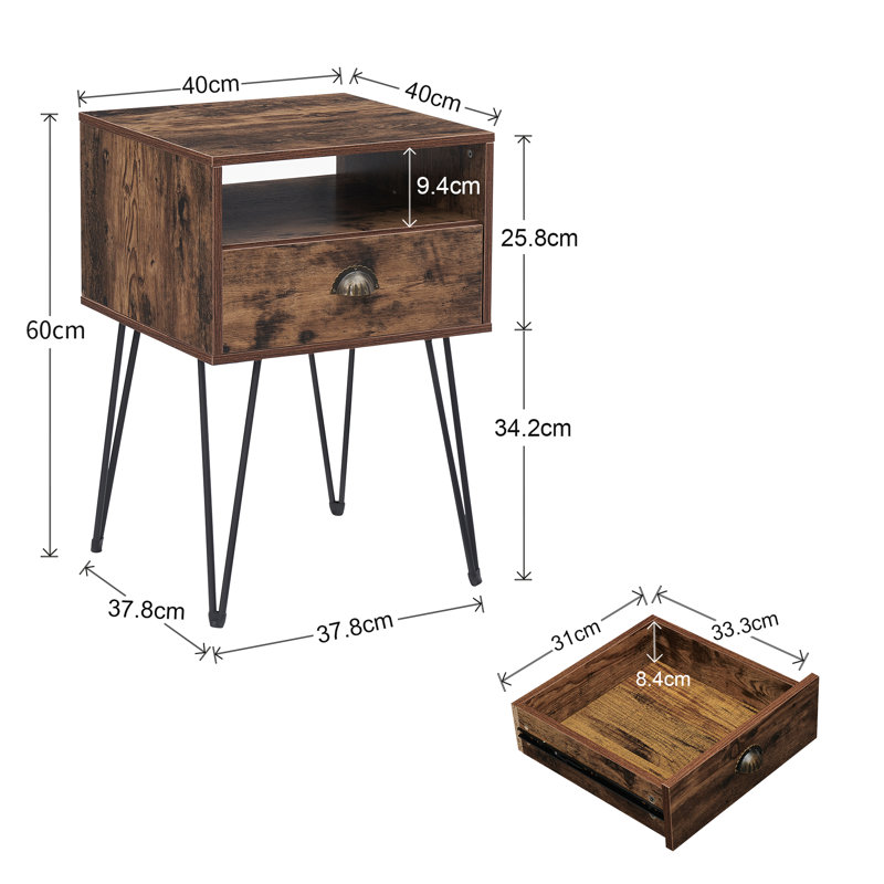 NS 1 Drawer Bedside Table, Brown