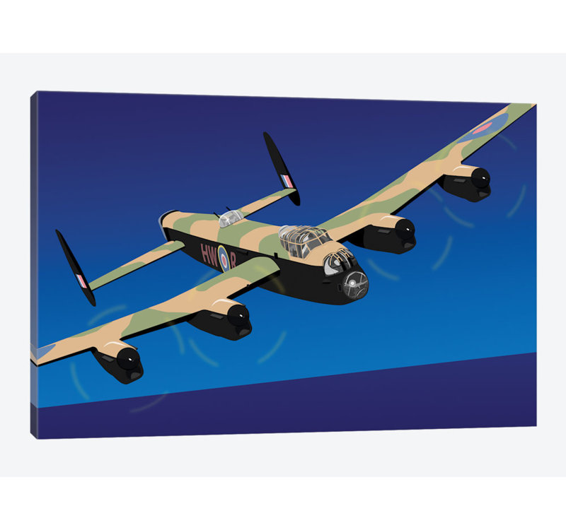 « avro lancaster lourd », impression sur toile tendue, H 12 po x l 18 po x P 1,5 po, Toile tendue, Pas de tapis