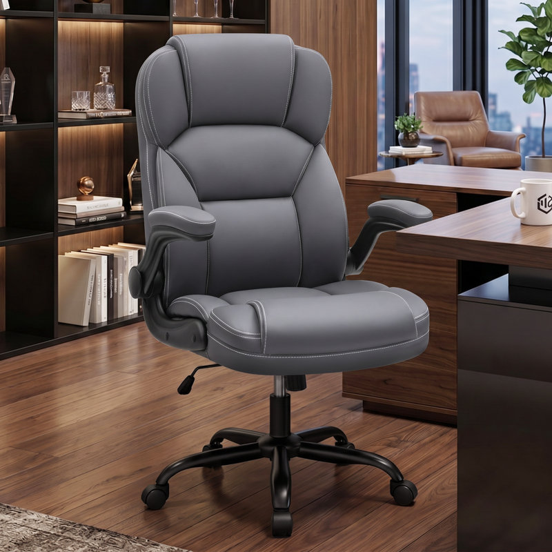 Fauteuil de direction ergonomique avec accoudoirs rabattables, Gris