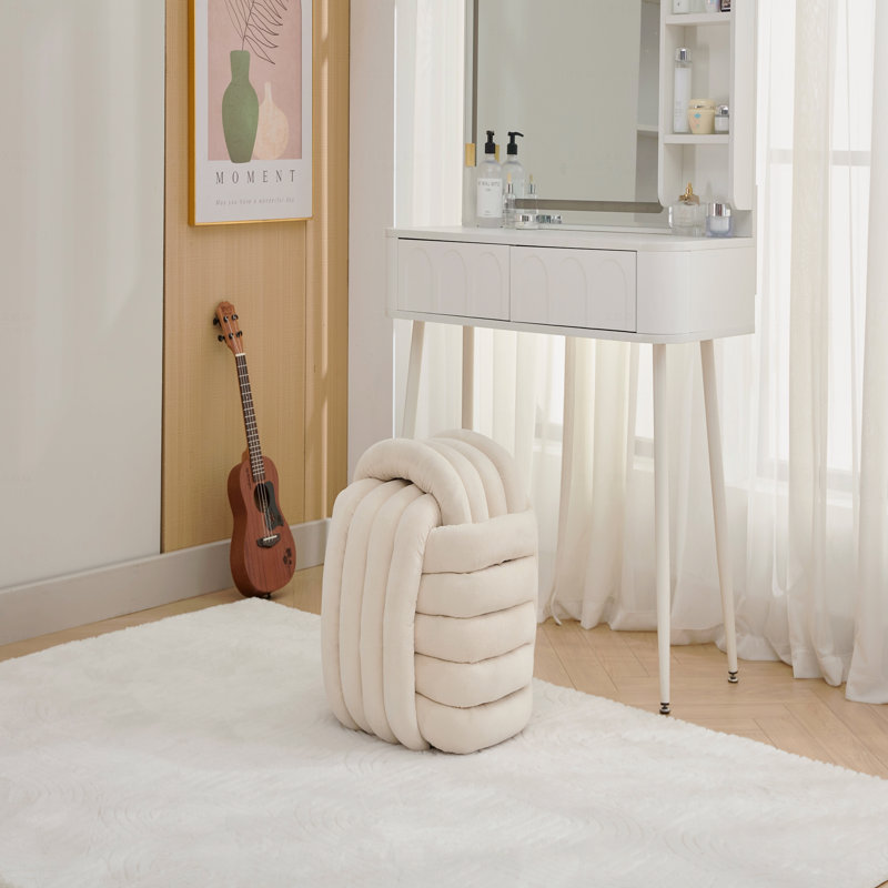 060-Chenille, tabouret de maquillage avec repose-pieds