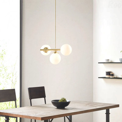 Chandelier - 3-Light Configuration, Frosted Glass Globe Bulbs