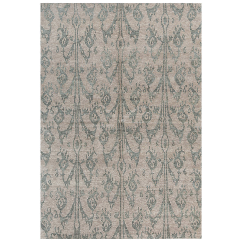 Hand-Knotted High-Quality Green and Beige Area Rug